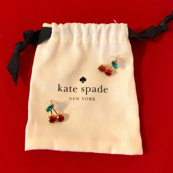 NWOT Authentic Kate Spade Captivatingly Charming Ma Cherie' Cherry Crystal Studs - Picture 3 of 9
